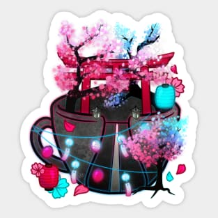 Cyberpunk Sakura Teacup Sticker